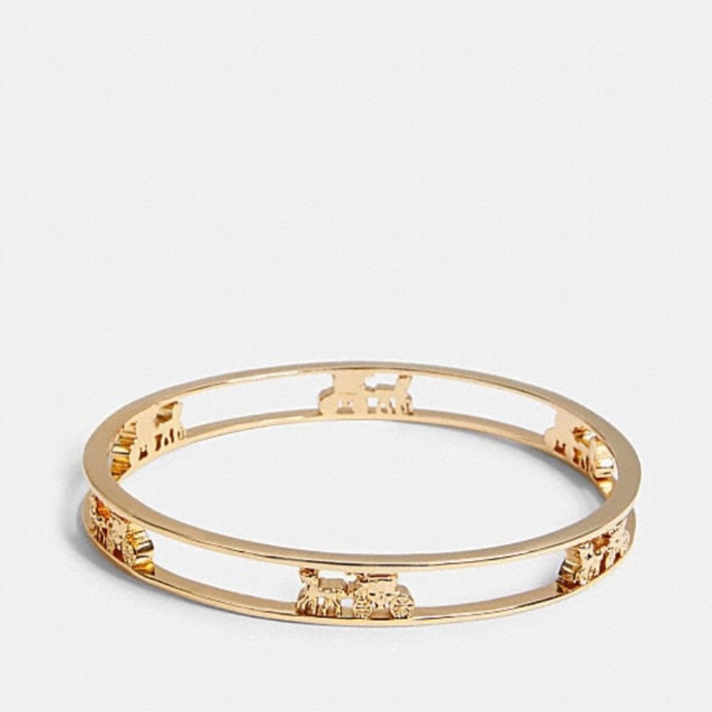 Coach Women's Horse and Carriage Bangle Bracelet Jewelry - Gold - Picture 2 of 5